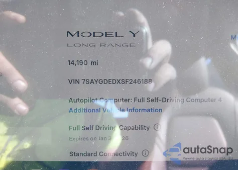 2025 Tesla Model Y Long Range Dual Motor Rear-Wheel Drive from USA, damaged, VIN 7SAYGDEDXSF246188